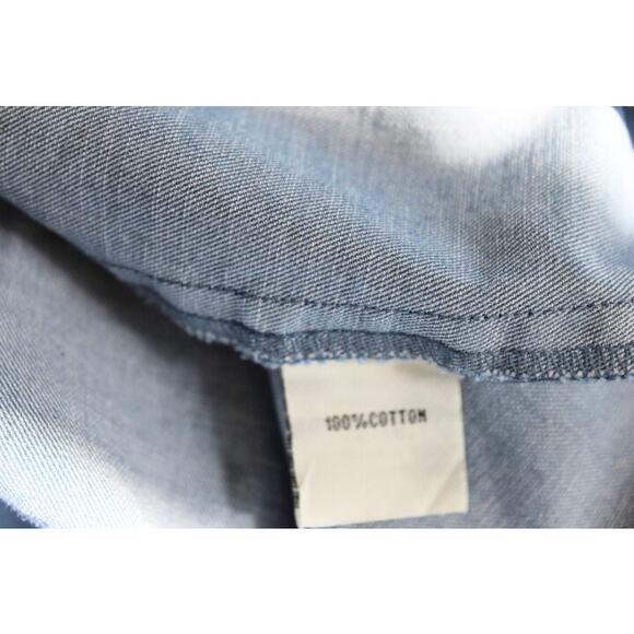 Kenneth Cole Mini Denim Jean Overall Dress Sz Large Racer Back Drawstring Waist - Picture 6 of 7